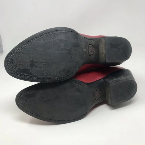 Ariat Red Leather Western Cowgirl Boots Size 8B - Picture 9 of 12